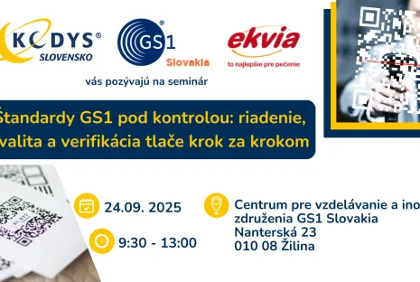 Pozvánka na seminár Štandardy GS1 pod kotrolou